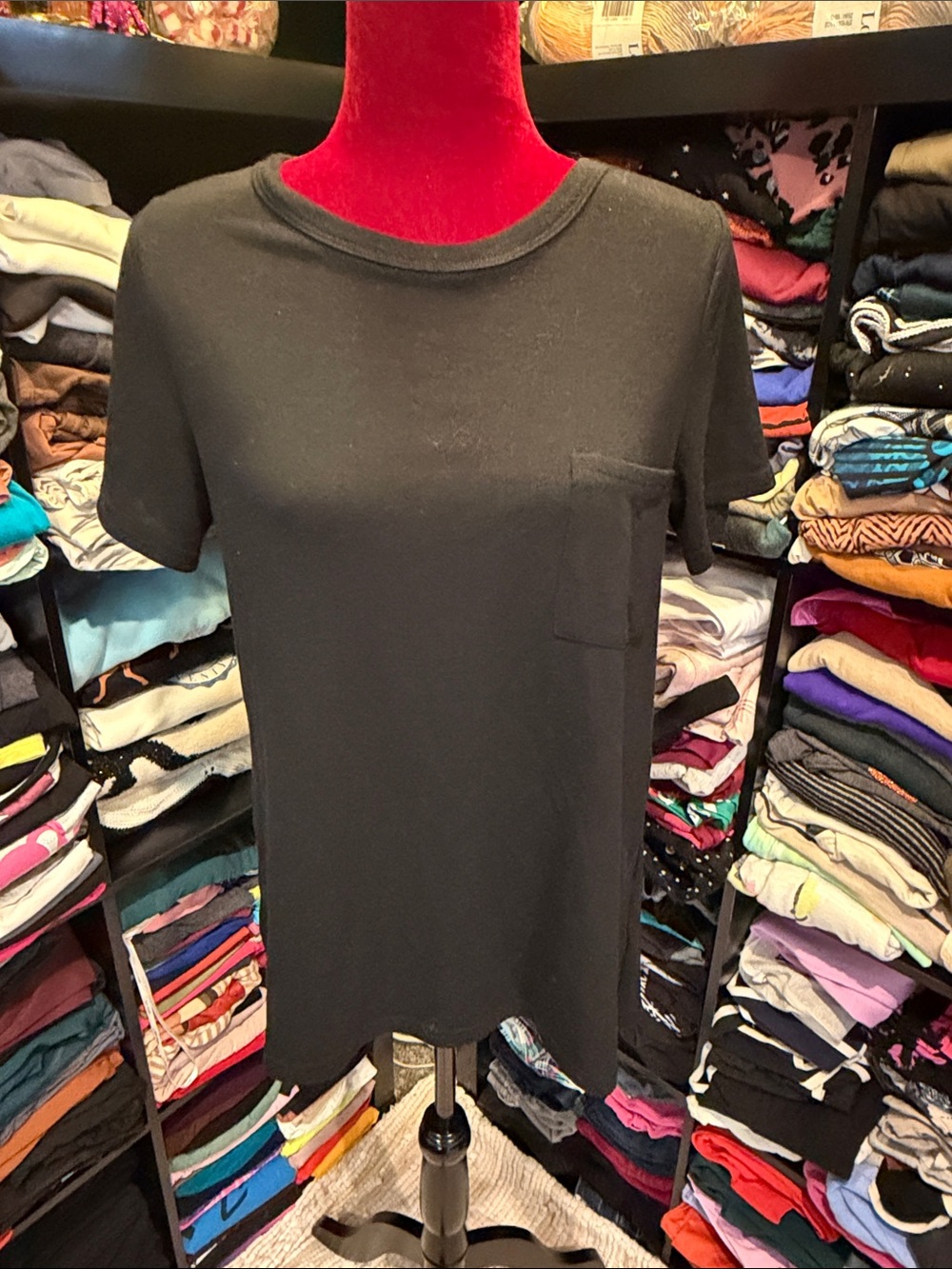 #687. Black peek a boo back shirt. Large